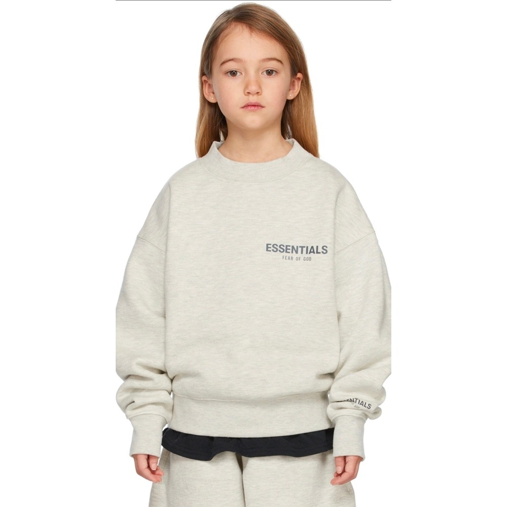 Essentials Fear Of God Kids Sweatshirt Pullover Gray Logo Crewneck‎ Casual